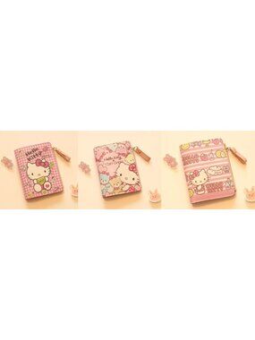 Hello Kitty Wallet Bundle (Set of 3) Cute Bi-Fold Wristlet Wallets Zipper Coin